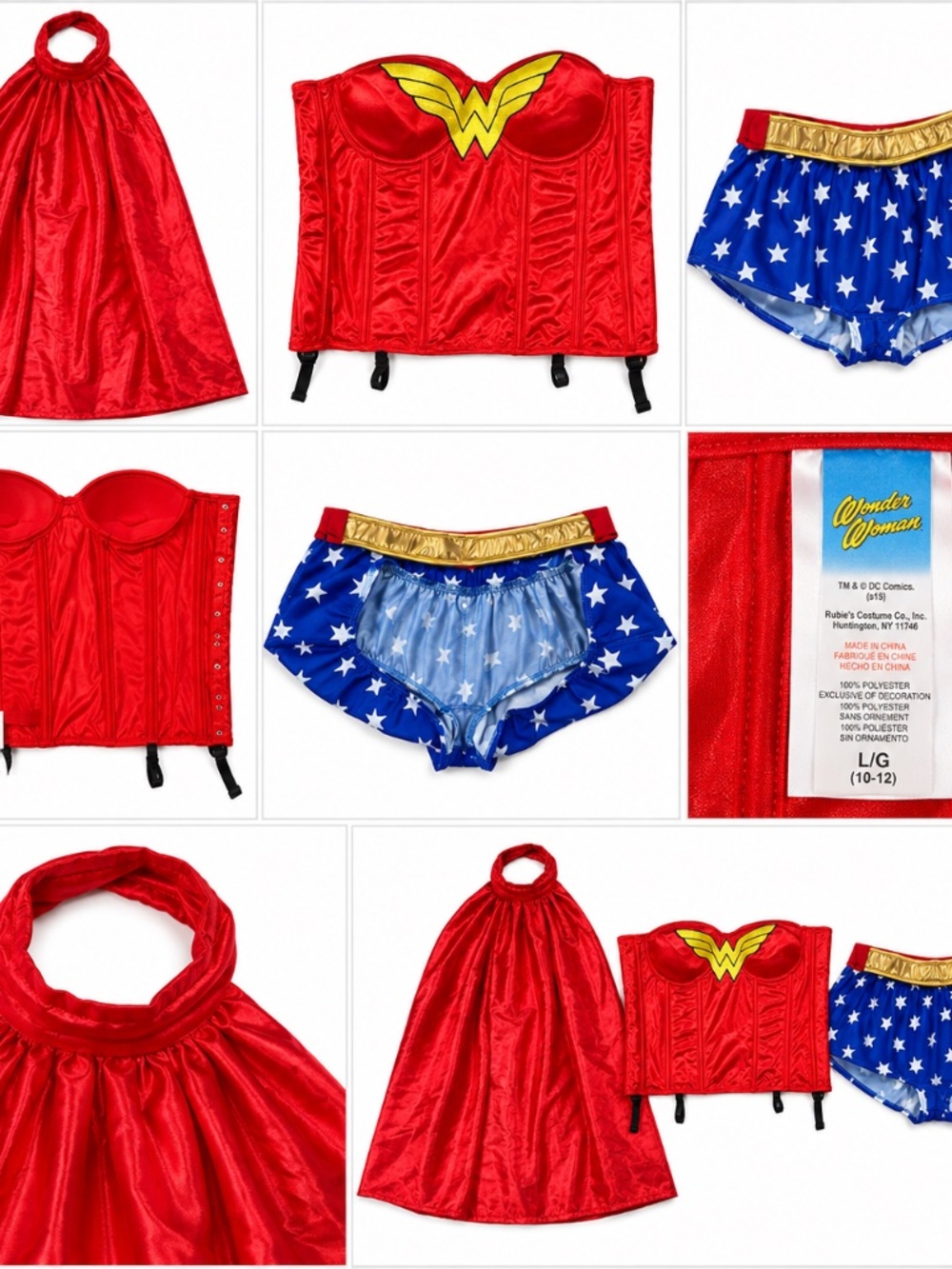 Wonder Woman 4-Piece Costume Corset Shorts Belt & Cape Adult